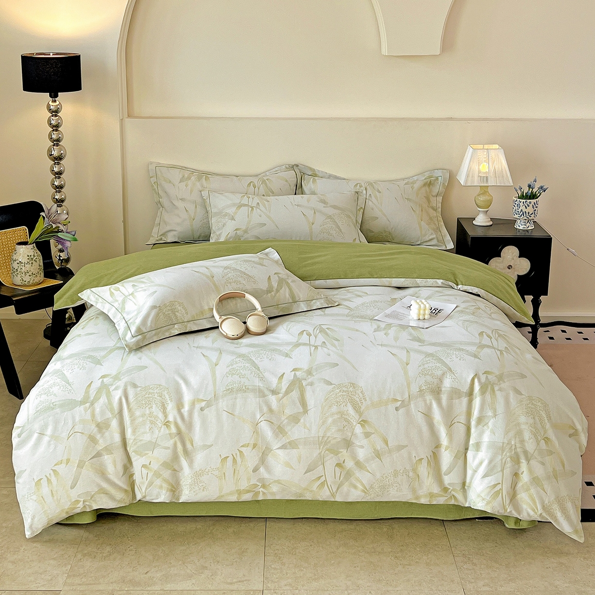 91家纺网 家纺一手货源 找家纺 亿梵家居 2026新款全棉纯棉磨毛四件套 半城烟沙-绿