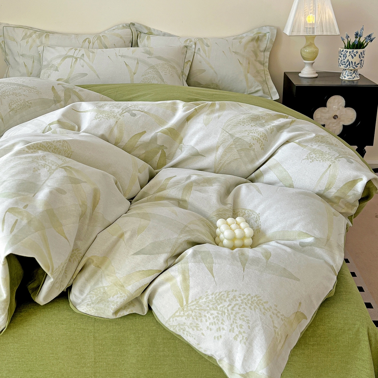 91家纺网 家纺一手货源 找家纺 亿梵家居 2026新款全棉纯棉磨毛四件套 半城烟沙-绿