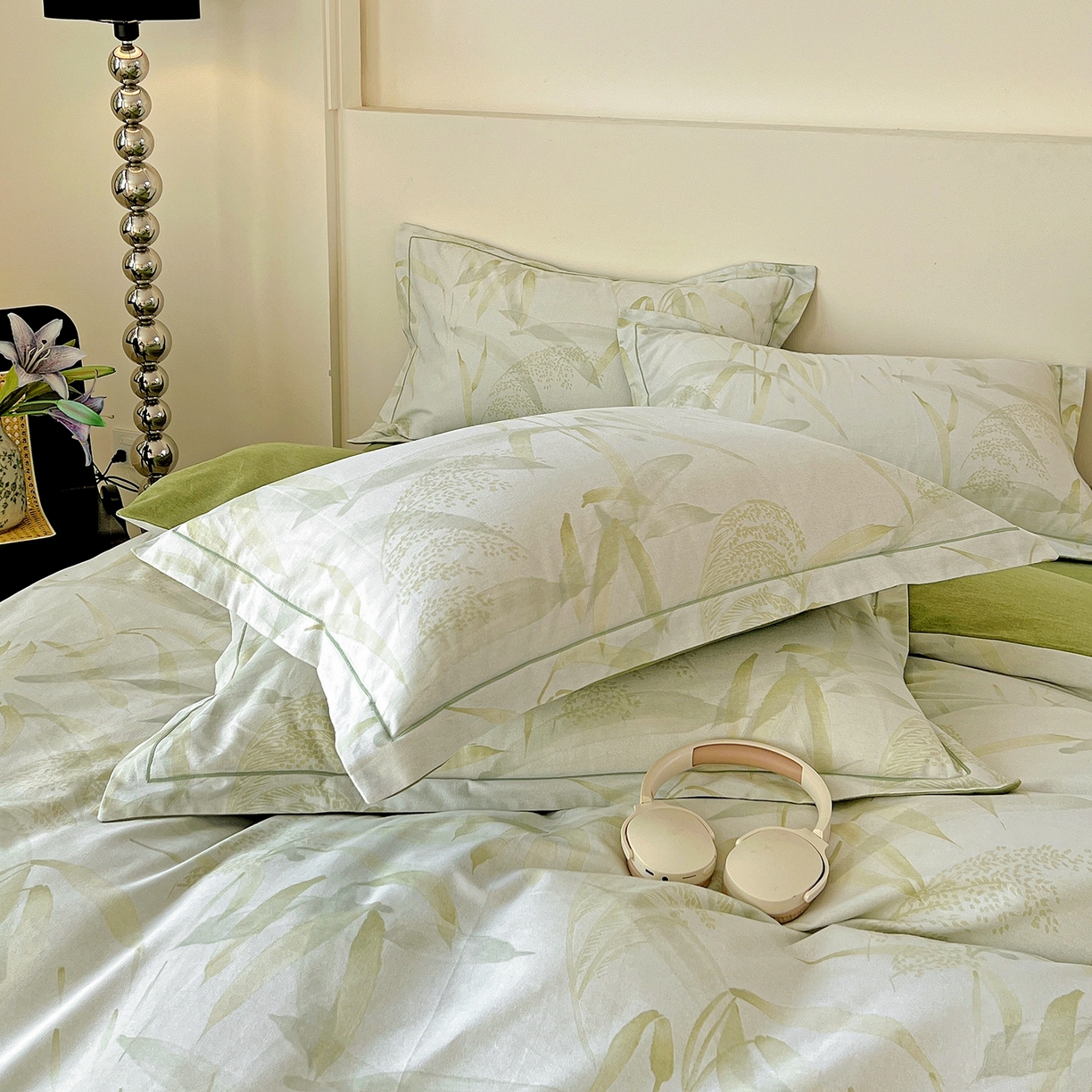 91家纺网 家纺一手货源 找家纺 亿梵家居 2026新款全棉纯棉磨毛四件套 半城烟沙-绿