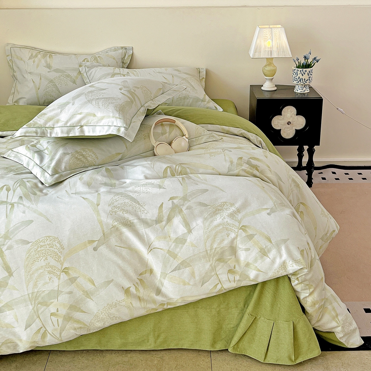 91家纺网 家纺一手货源 找家纺 亿梵家居 2026新款全棉纯棉磨毛四件套 半城烟沙-绿