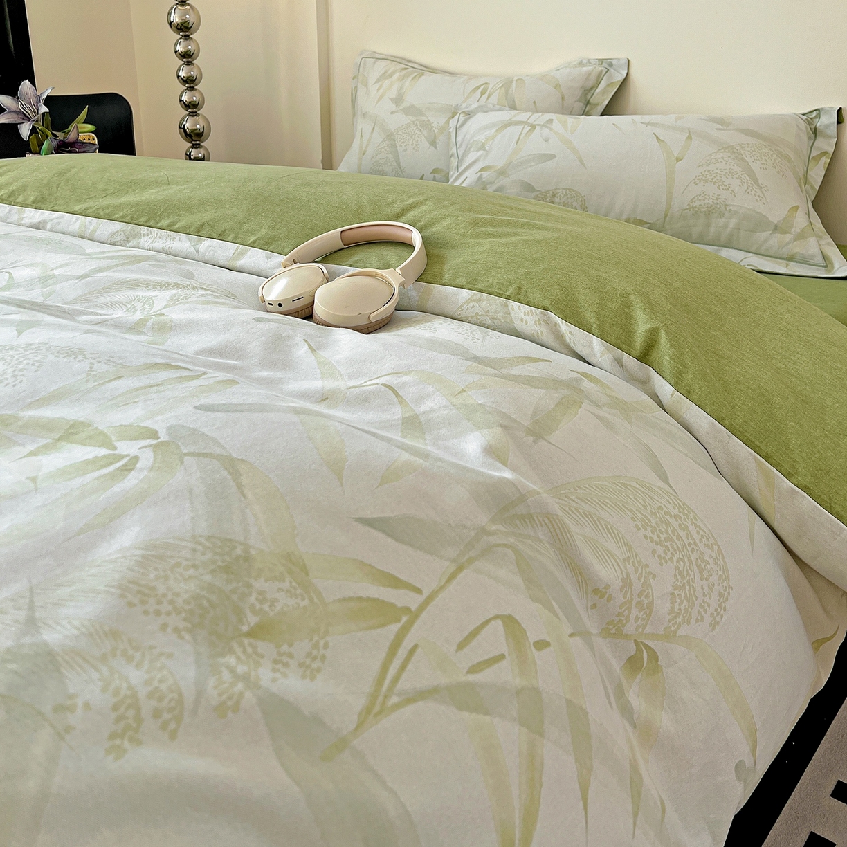 91家纺网 家纺一手货源 找家纺 亿梵家居 2026新款全棉纯棉磨毛四件套 半城烟沙-绿