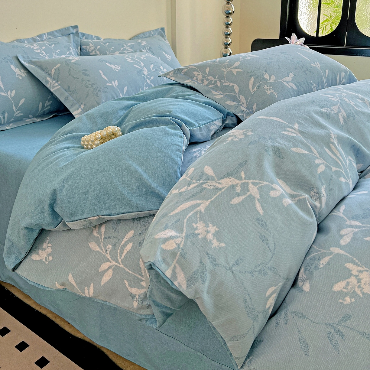 亿梵家居 2026新款全棉纯棉磨毛四件套 春和景明-蓝