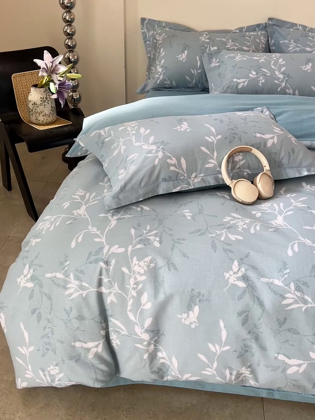 91家纺网 家纺一手货源 找家纺 亿梵家居 2026新款全棉纯棉磨毛四件套 春和景明-蓝