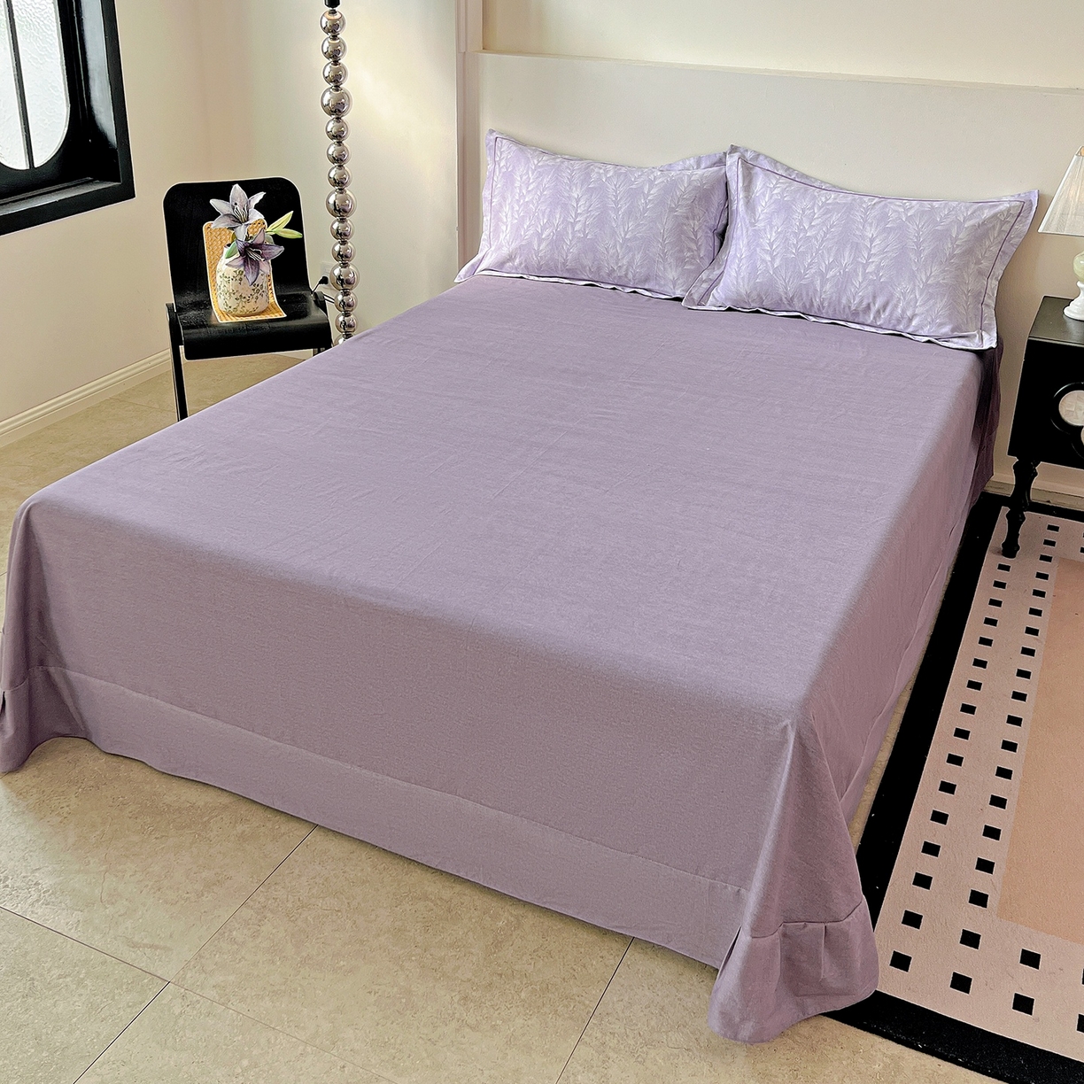 91家纺网 家纺一手货源 找家纺 亿梵家居 2026新款全棉纯棉磨毛四件套 丰收季节-紫