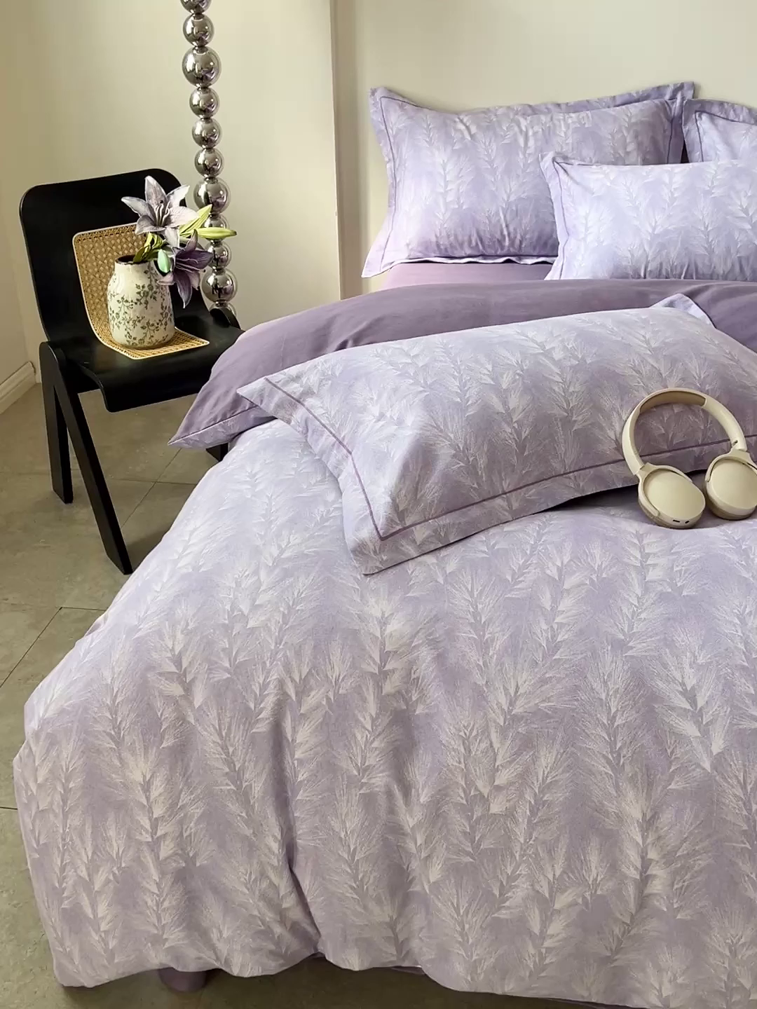 91家纺网 家纺一手货源 找家纺 亿梵家居 2026新款全棉纯棉磨毛四件套 丰收季节-紫