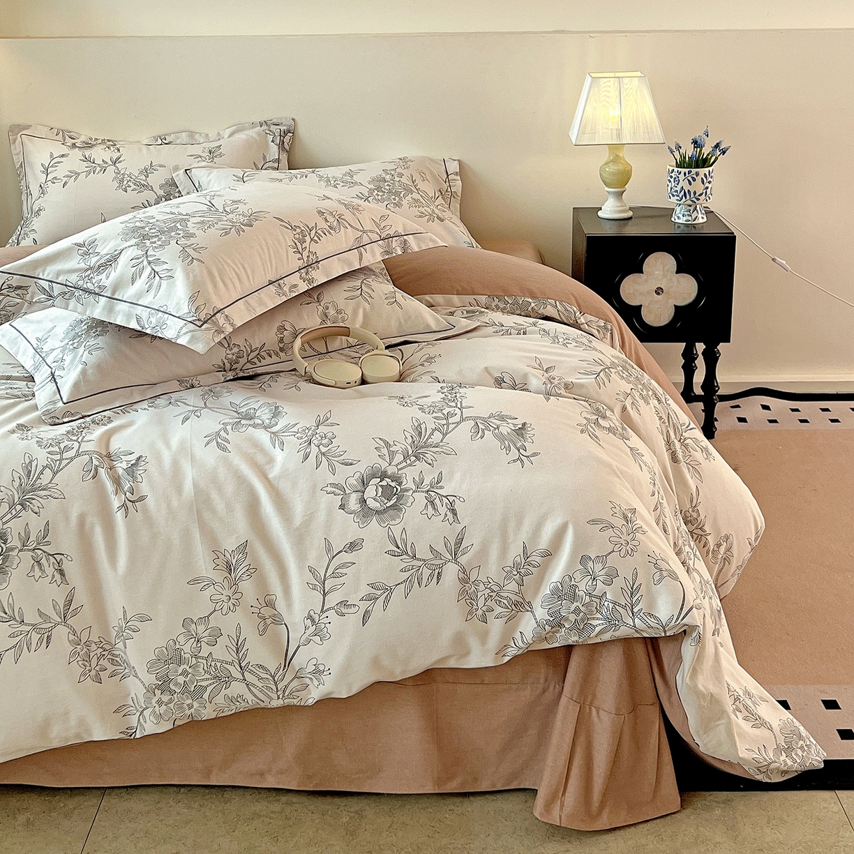 91家纺网 家纺一手货源 找家纺 亿梵家居 2026新款全棉纯棉磨毛四件套 古韵佳人