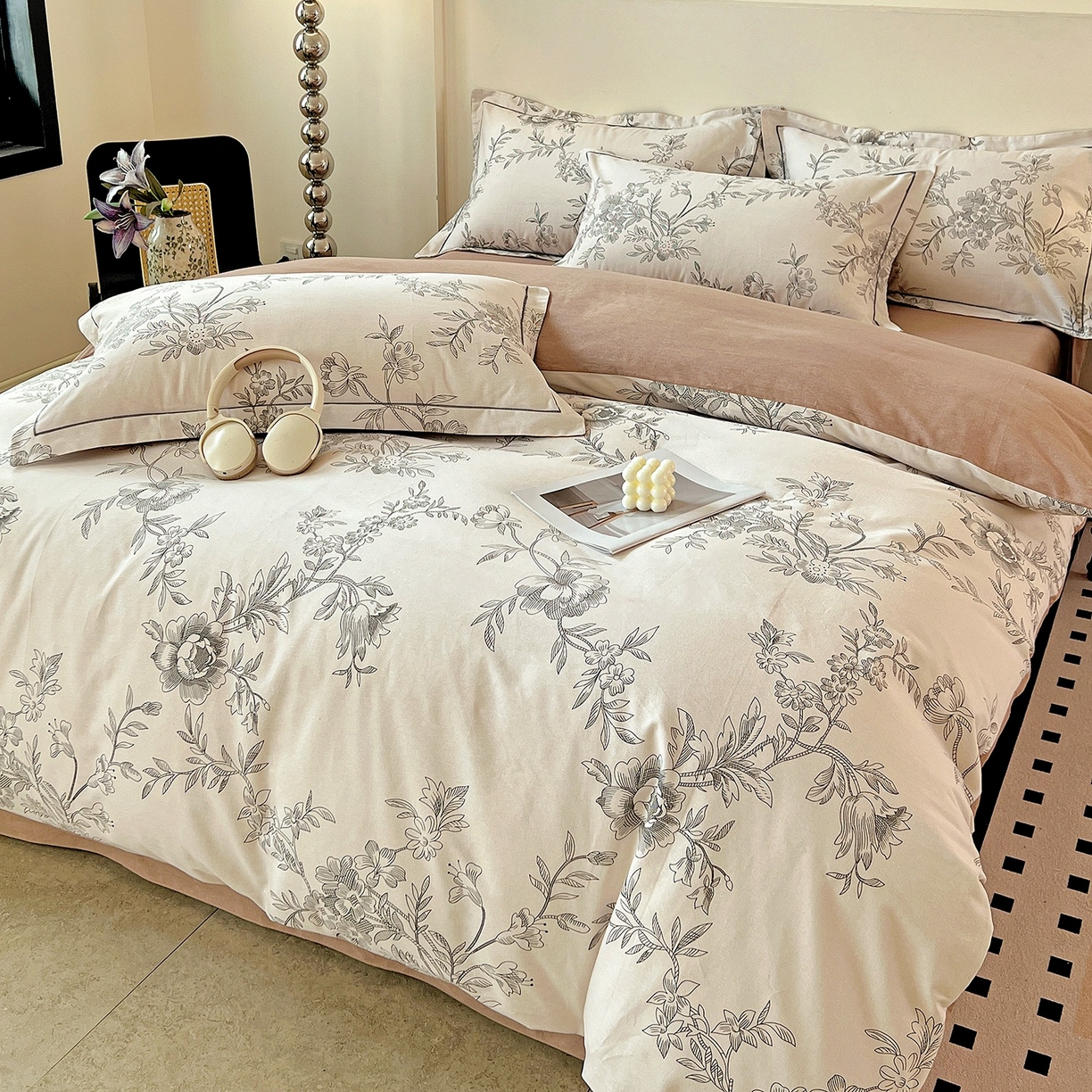 91家纺网 家纺一手货源 找家纺 亿梵家居 2026新款全棉纯棉磨毛四件套 古韵佳人