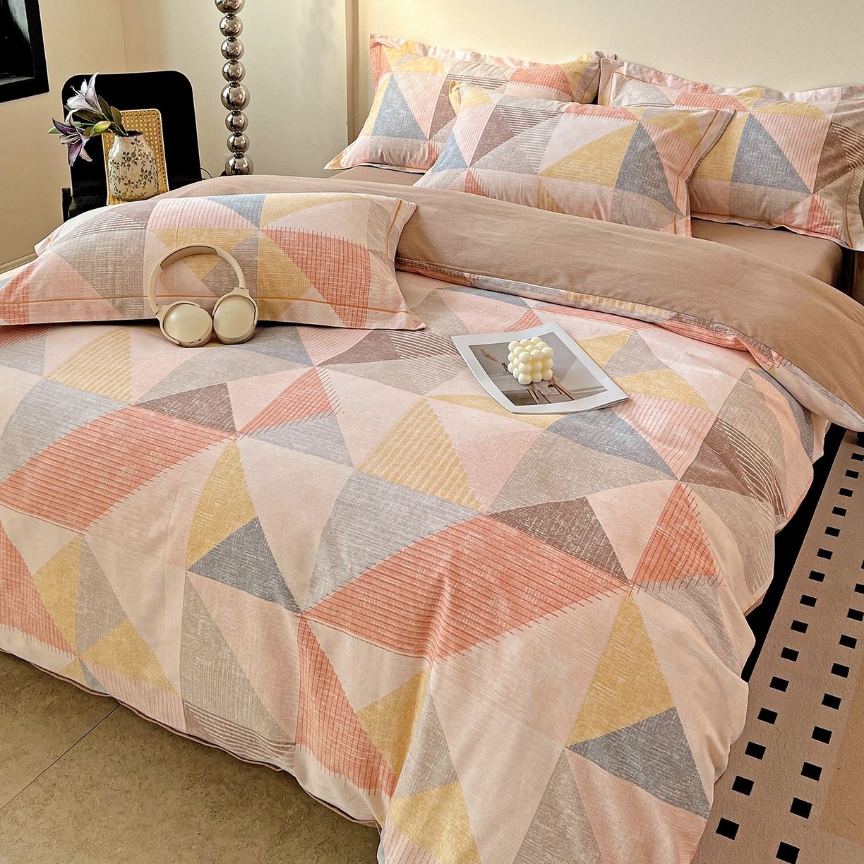 91家纺网 家纺一手货源 找家纺 亿梵家居 2026新款全棉纯棉磨毛四件套 灵动之美-粉