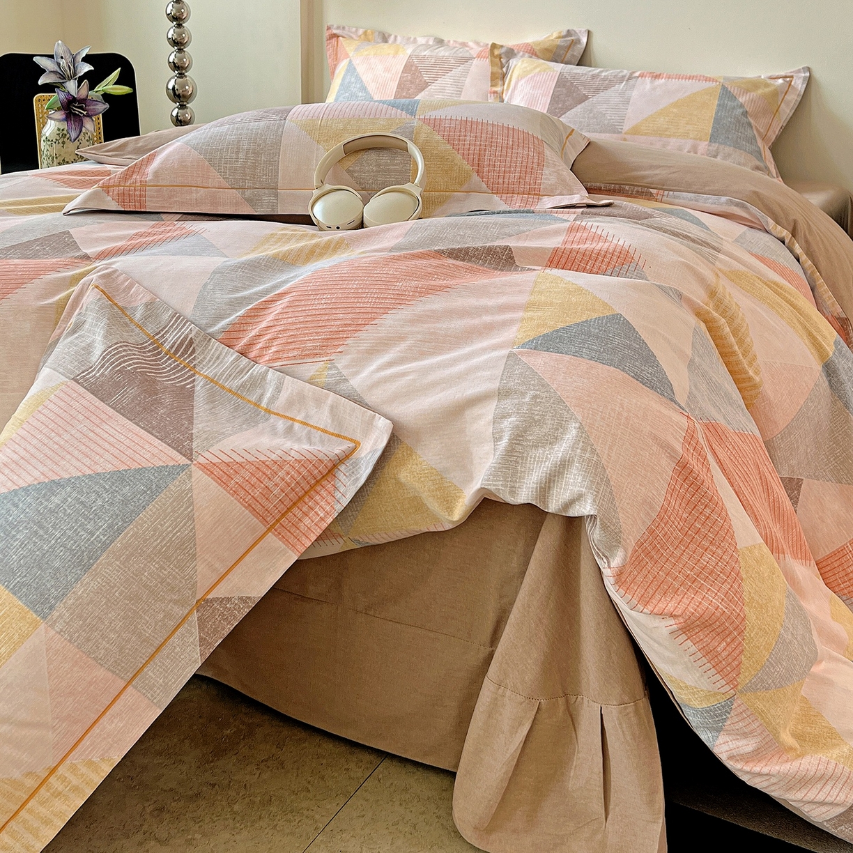 91家纺网 家纺一手货源 找家纺 亿梵家居 2026新款全棉纯棉磨毛四件套 灵动之美-粉