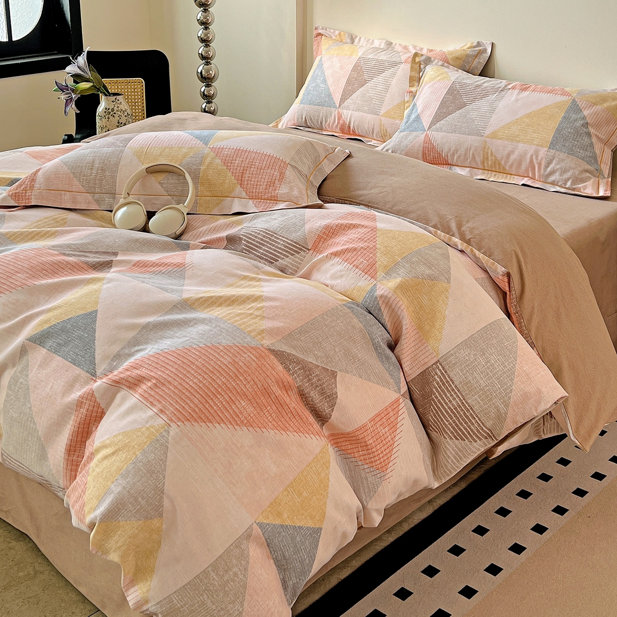 91家纺网 家纺一手货源 找家纺 亿梵家居 2026新款全棉纯棉磨毛四件套 灵动之美-粉