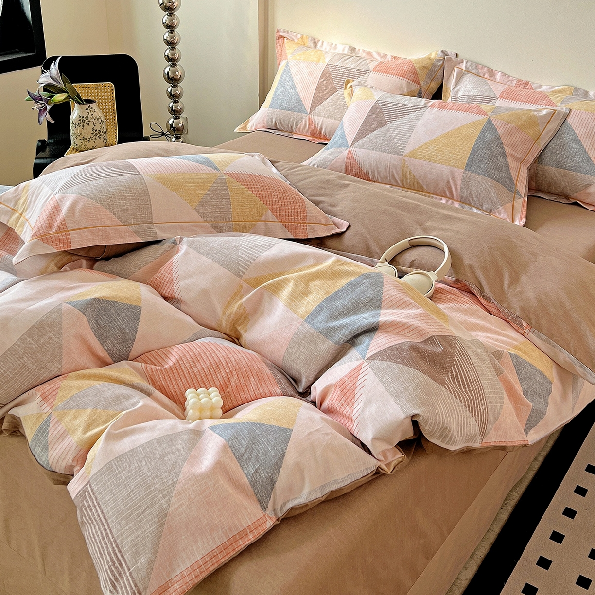 91家纺网 家纺一手货源 找家纺 亿梵家居 2026新款全棉纯棉磨毛四件套 灵动之美-粉