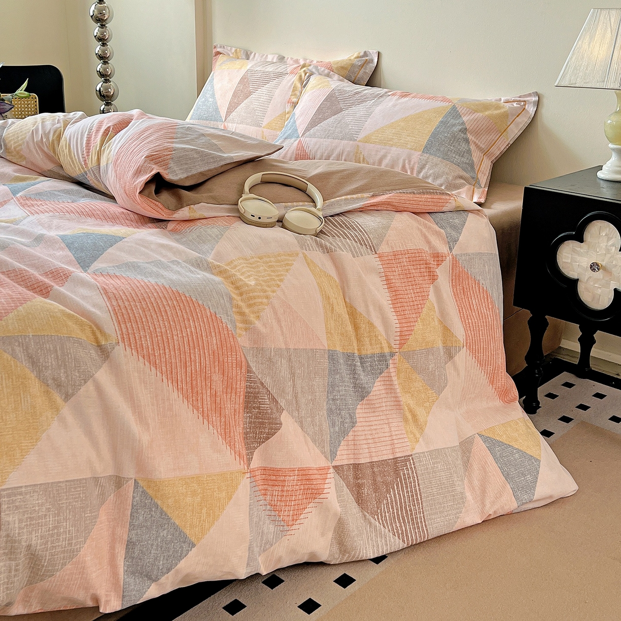 91家纺网 家纺一手货源 找家纺 亿梵家居 2026新款全棉纯棉磨毛四件套 灵动之美-粉