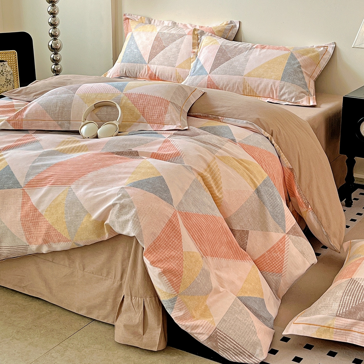 91家纺网 家纺一手货源 找家纺 亿梵家居 2026新款全棉纯棉磨毛四件套 灵动之美-粉