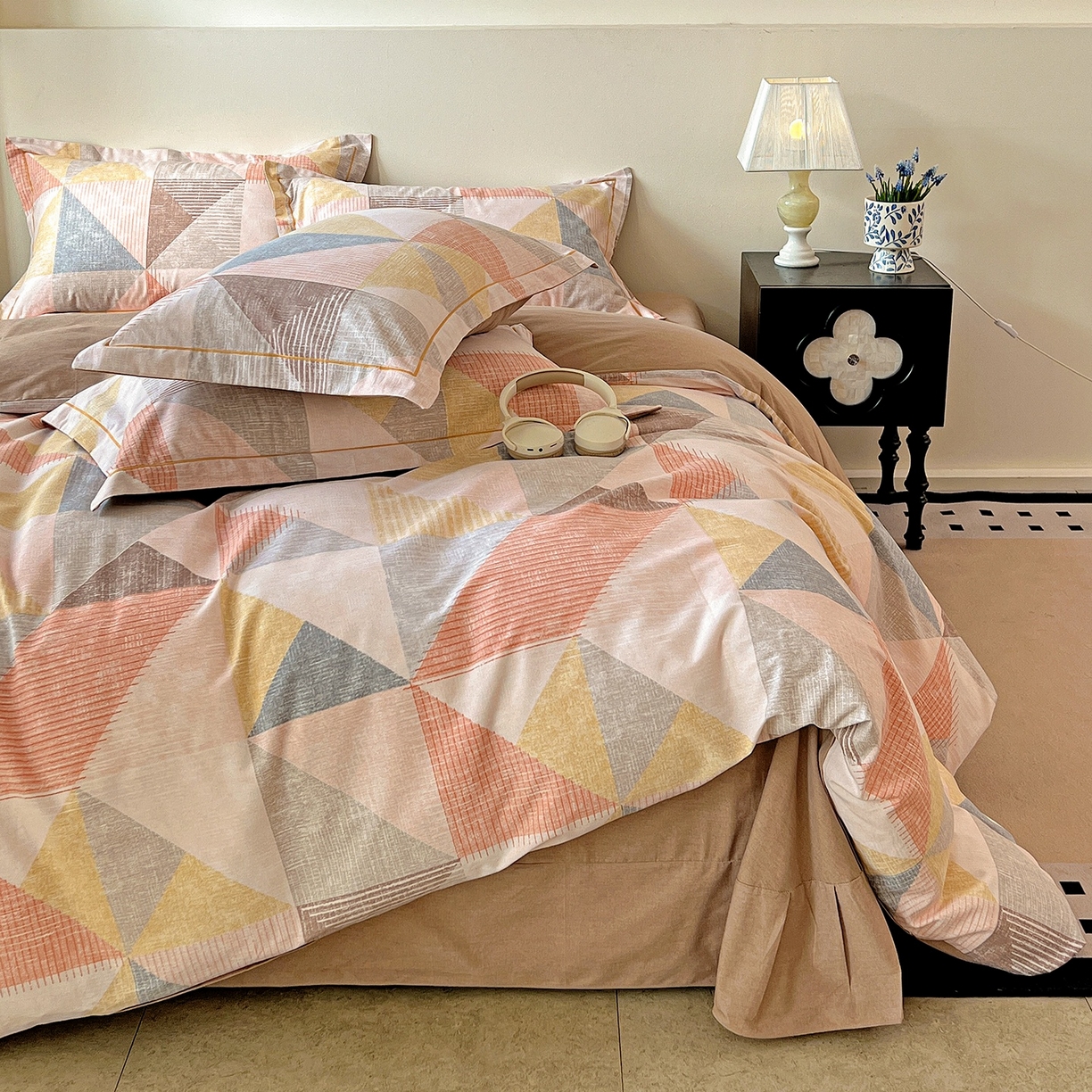 91家纺网 家纺一手货源 找家纺 亿梵家居 2026新款全棉纯棉磨毛四件套 灵动之美-粉