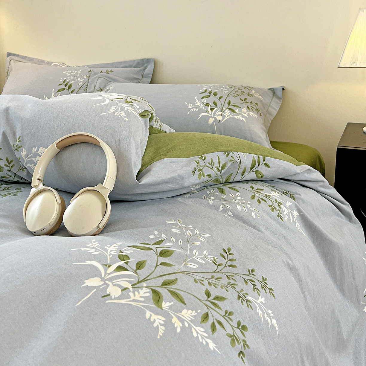 91家纺网 家纺一手货源 找家纺 亿梵家居 2026新款全棉纯棉磨毛四件套 漫日之夏-绿