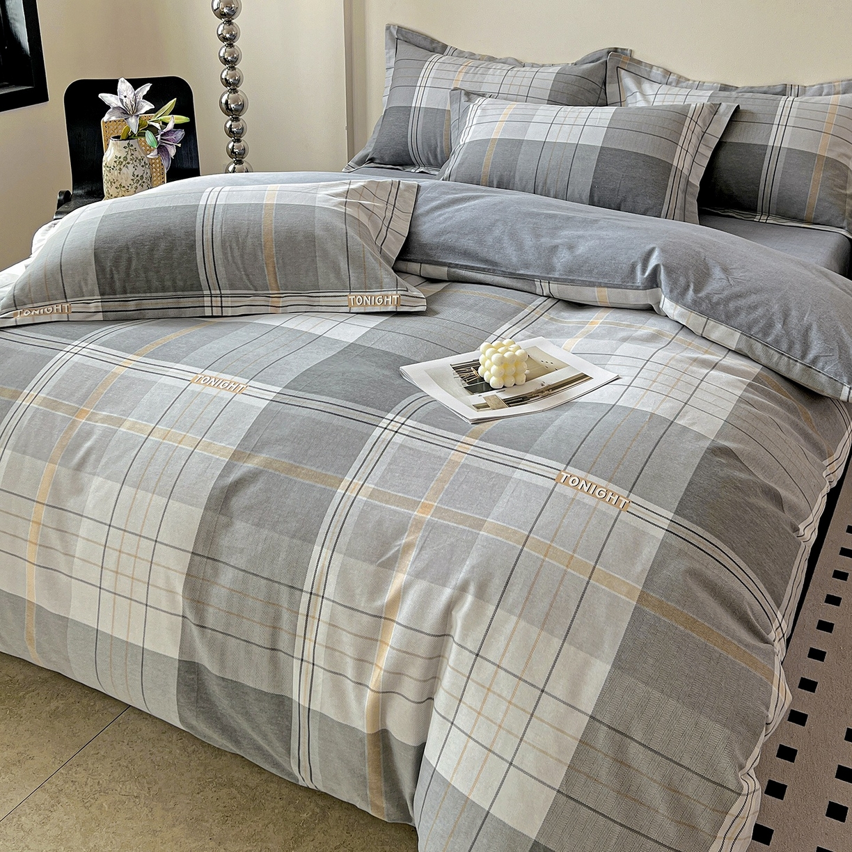 91家纺网 家纺一手货源 找家纺 亿梵家居 2026新款全棉纯棉磨毛四件套 赛普斯-灰