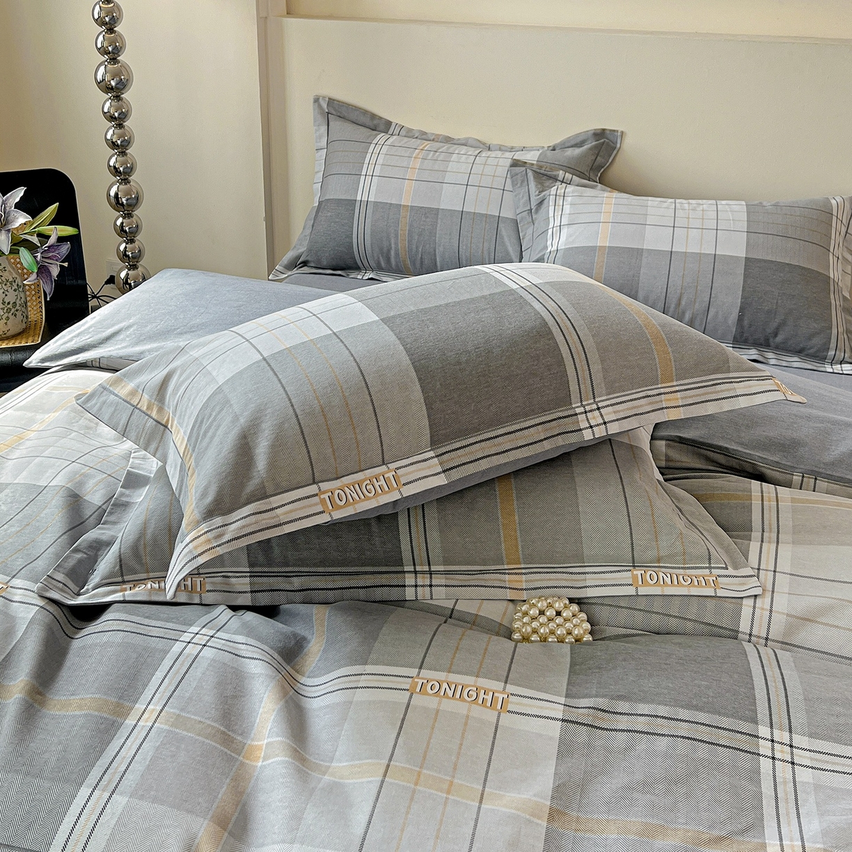 91家纺网 家纺一手货源 找家纺 亿梵家居 2026新款全棉纯棉磨毛四件套 赛普斯-灰