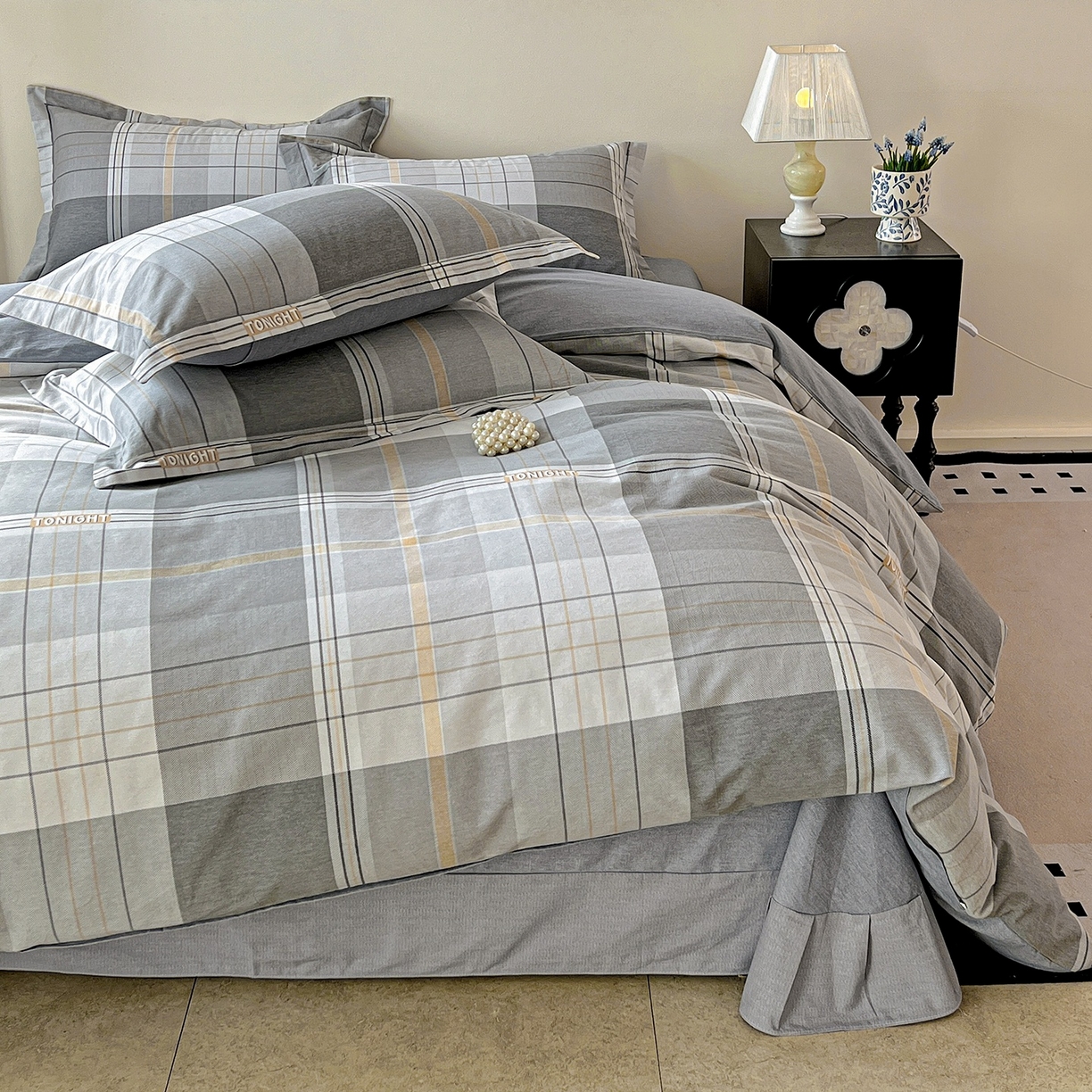 91家纺网 家纺一手货源 找家纺 亿梵家居 2026新款全棉纯棉磨毛四件套 赛普斯-灰