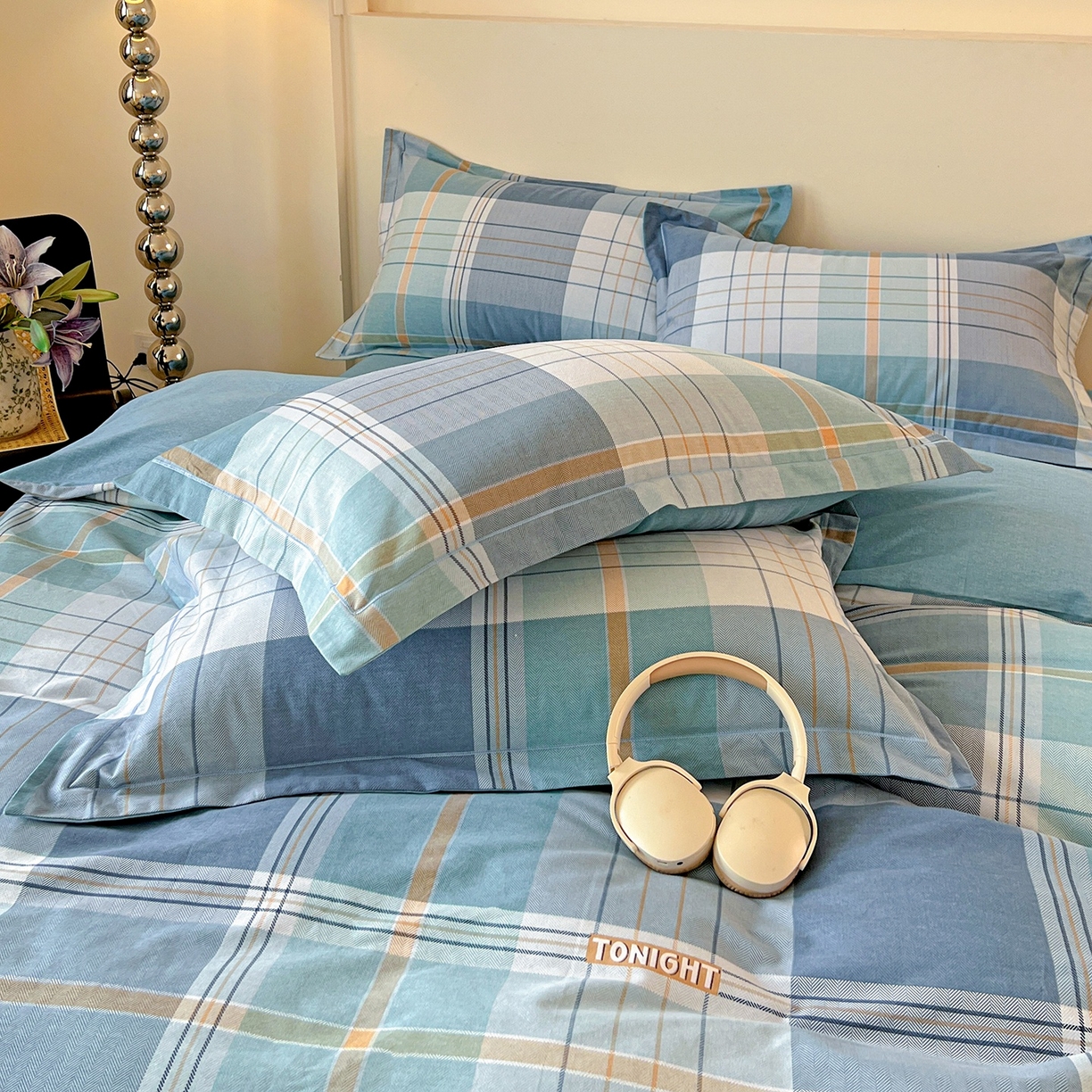 91家纺网 家纺一手货源 找家纺 亿梵家居 2026新款全棉纯棉磨毛四件套 赛普斯-蓝