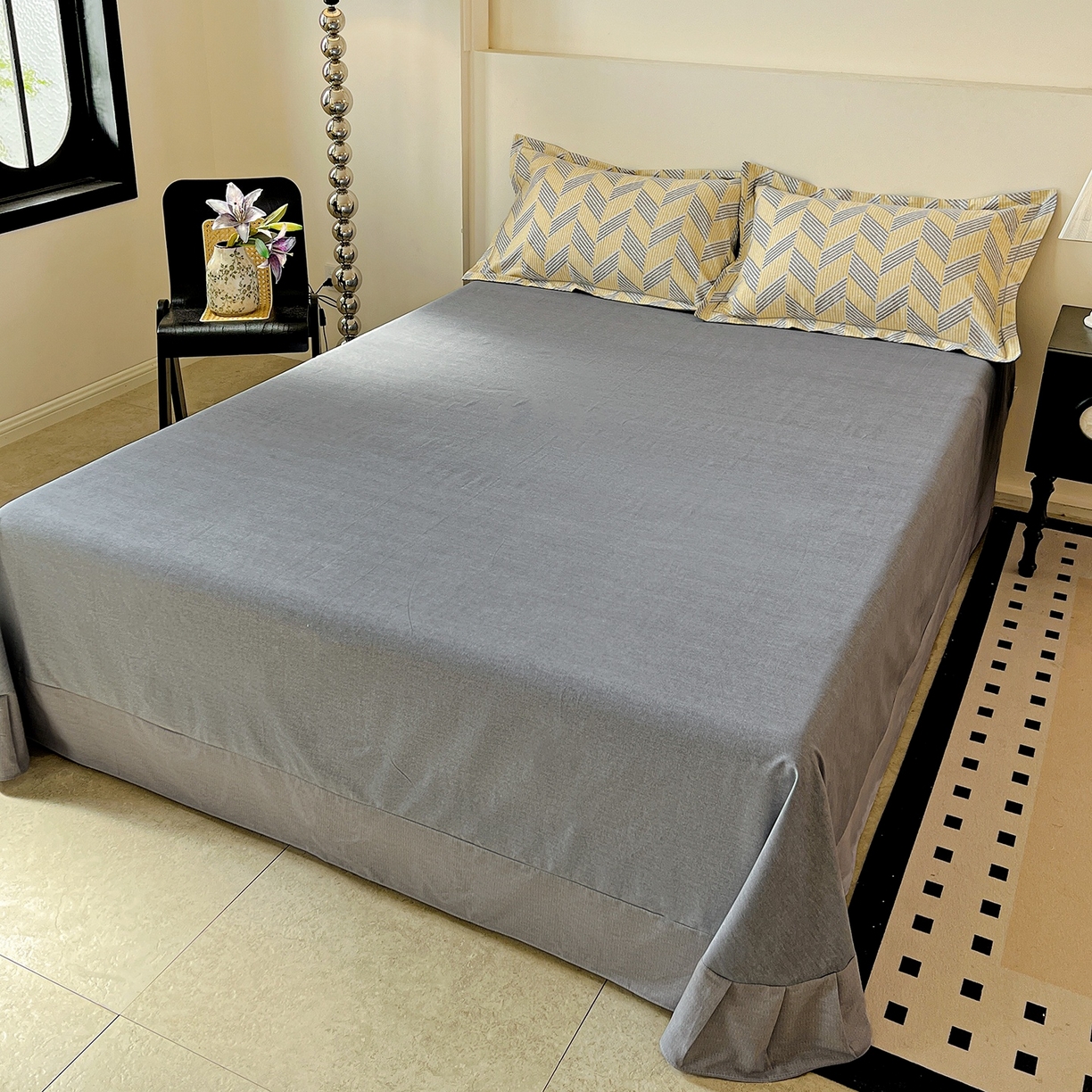 91家纺网 家纺一手货源 找家纺 亿梵家居 2026新款全棉纯棉磨毛四件套 施华洛-灰