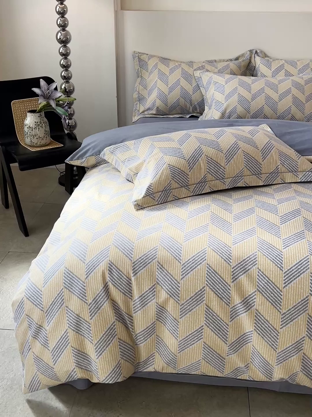 91家纺网 家纺一手货源 找家纺 亿梵家居 2026新款全棉纯棉磨毛四件套 施华洛-灰