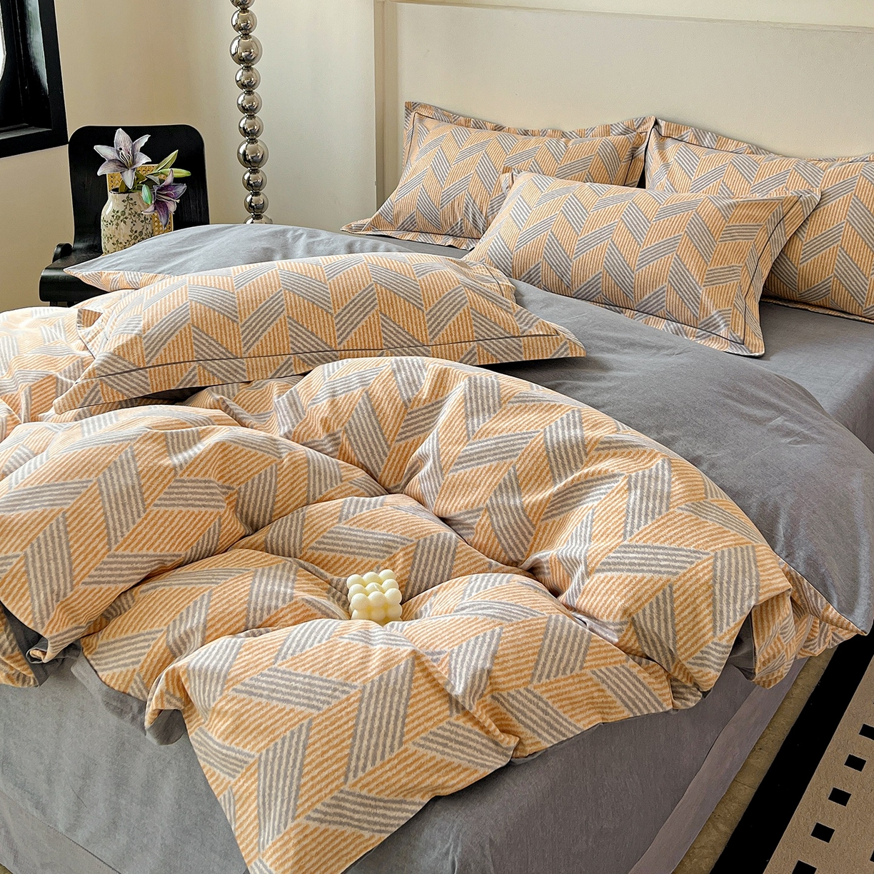 91家纺网 家纺一手货源 找家纺 亿梵家居 2026新款全棉纯棉磨毛四件套 施华洛-咖