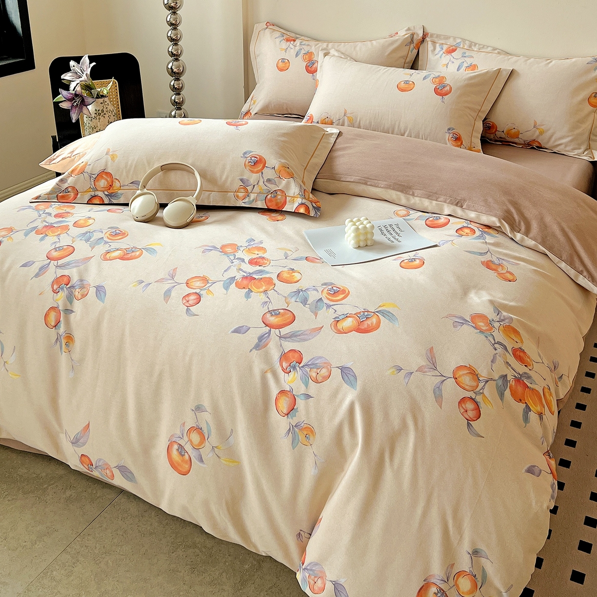 91家纺网 家纺一手货源 找家纺 亿梵家居 2026新款全棉纯棉磨毛四件套 事事如意-桔