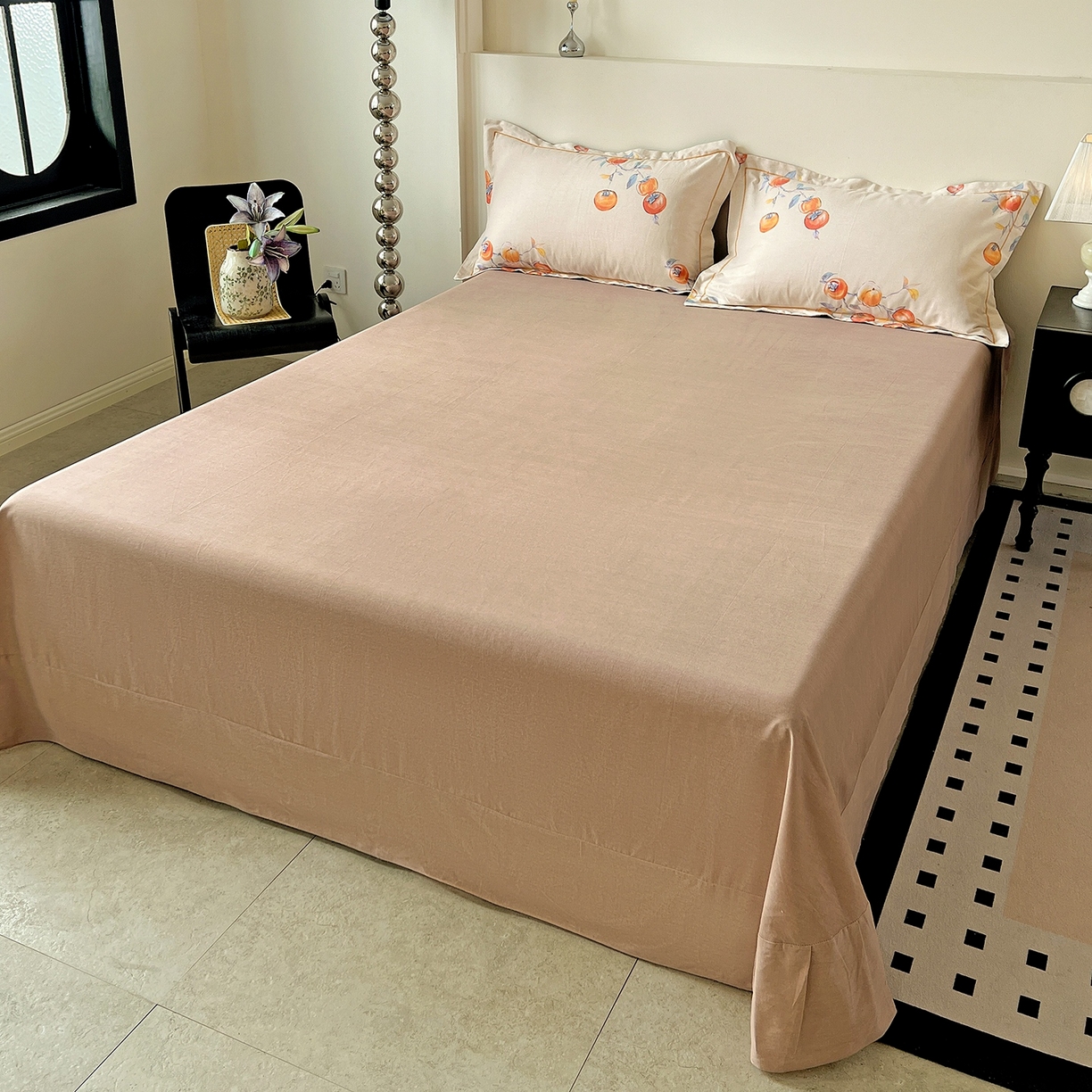 91家纺网 家纺一手货源 找家纺 亿梵家居 2026新款全棉纯棉磨毛四件套 事事如意-桔