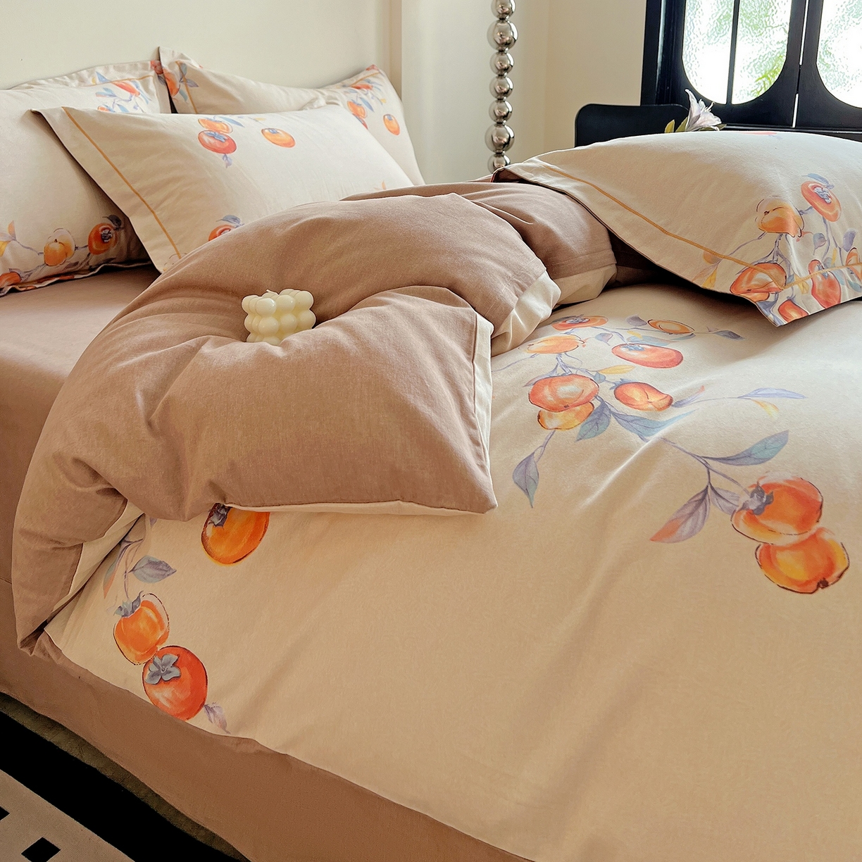 91家纺网 家纺一手货源 找家纺 亿梵家居 2026新款全棉纯棉磨毛四件套 事事如意-桔