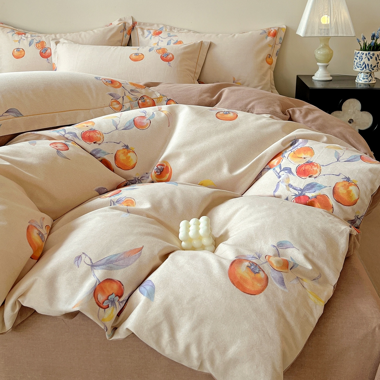 91家纺网 家纺一手货源 找家纺 亿梵家居 2026新款全棉纯棉磨毛四件套 事事如意-桔