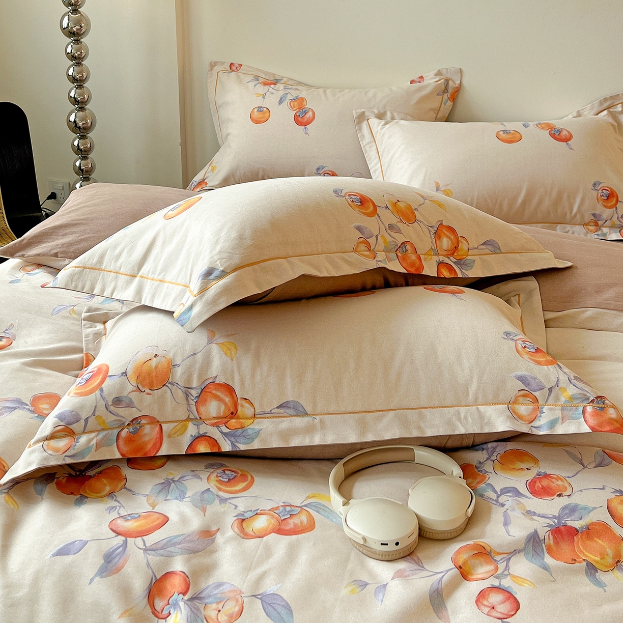 91家纺网 家纺一手货源 找家纺 亿梵家居 2026新款全棉纯棉磨毛四件套 事事如意-桔