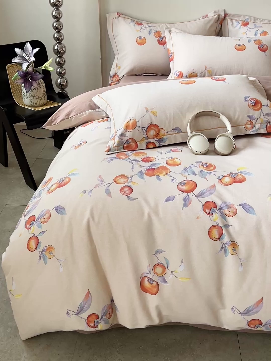 91家纺网 家纺一手货源 找家纺 亿梵家居 2026新款全棉纯棉磨毛四件套 事事如意-桔