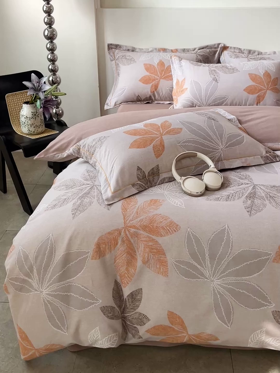 91家纺网 家纺一手货源 找家纺 亿梵家居 2026新款全棉纯棉磨毛四件套 香山红叶-咖