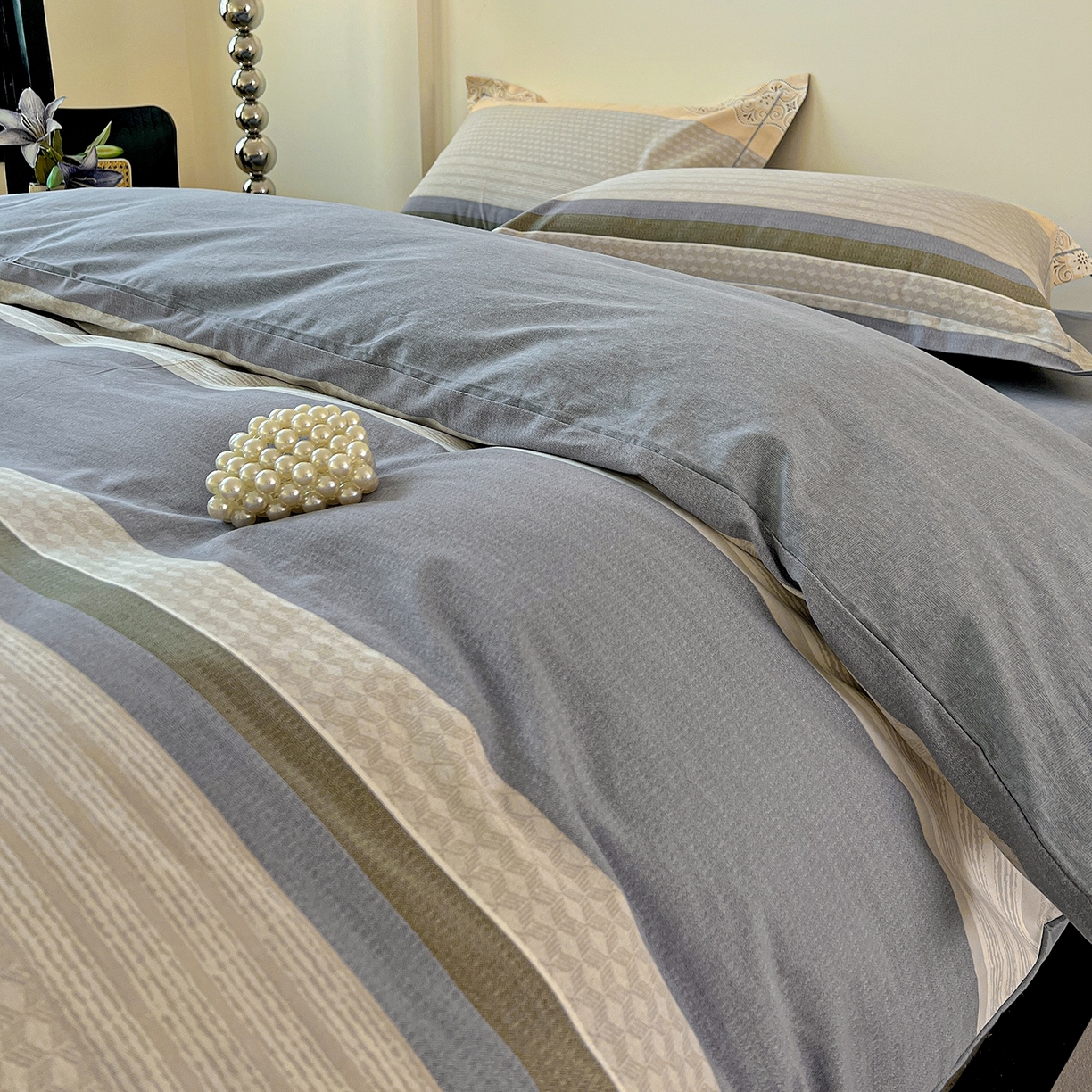 91家纺网 家纺一手货源 找家纺 亿梵家居 2026新款全棉纯棉磨毛四件套 肖邦-灰