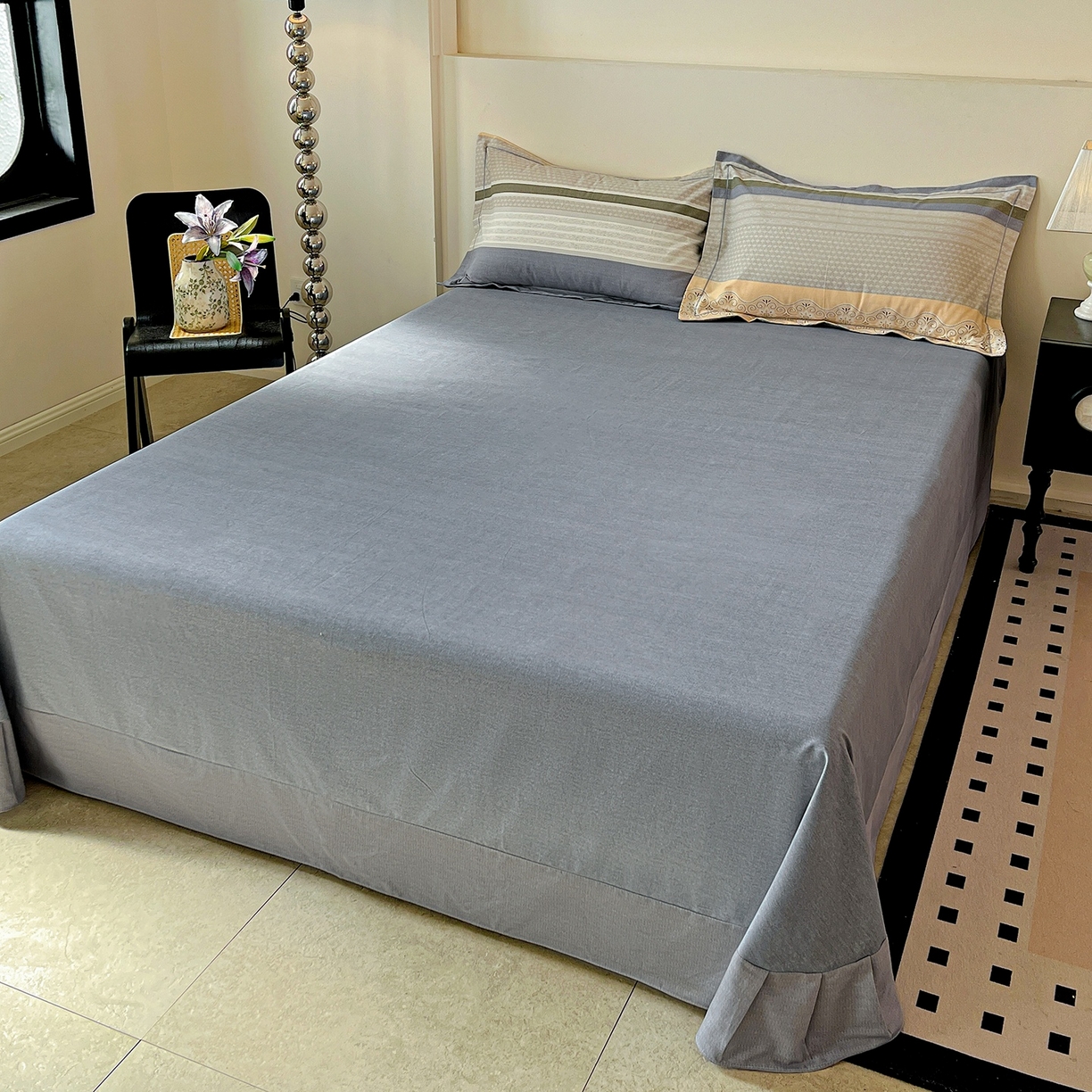 91家纺网 家纺一手货源 找家纺 亿梵家居 2026新款全棉纯棉磨毛四件套 肖邦-灰