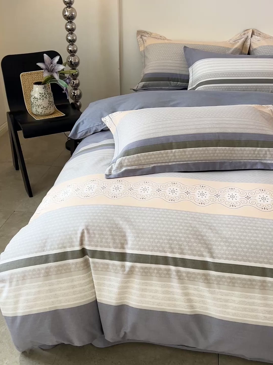 91家纺网 家纺一手货源 找家纺 亿梵家居 2026新款全棉纯棉磨毛四件套 肖邦-灰