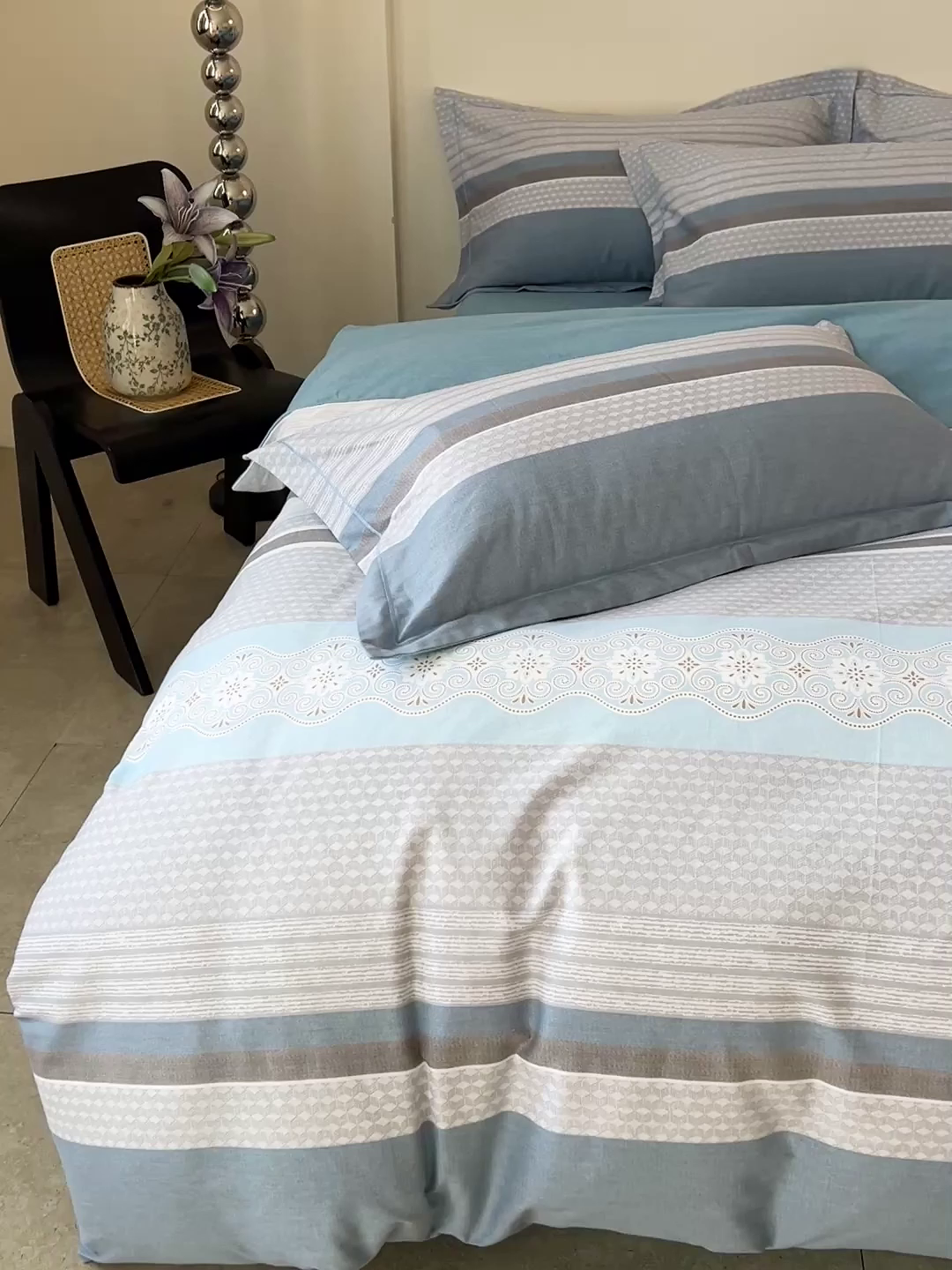 91家纺网 家纺一手货源 找家纺 亿梵家居 2026新款全棉纯棉磨毛四件套 肖邦-蓝