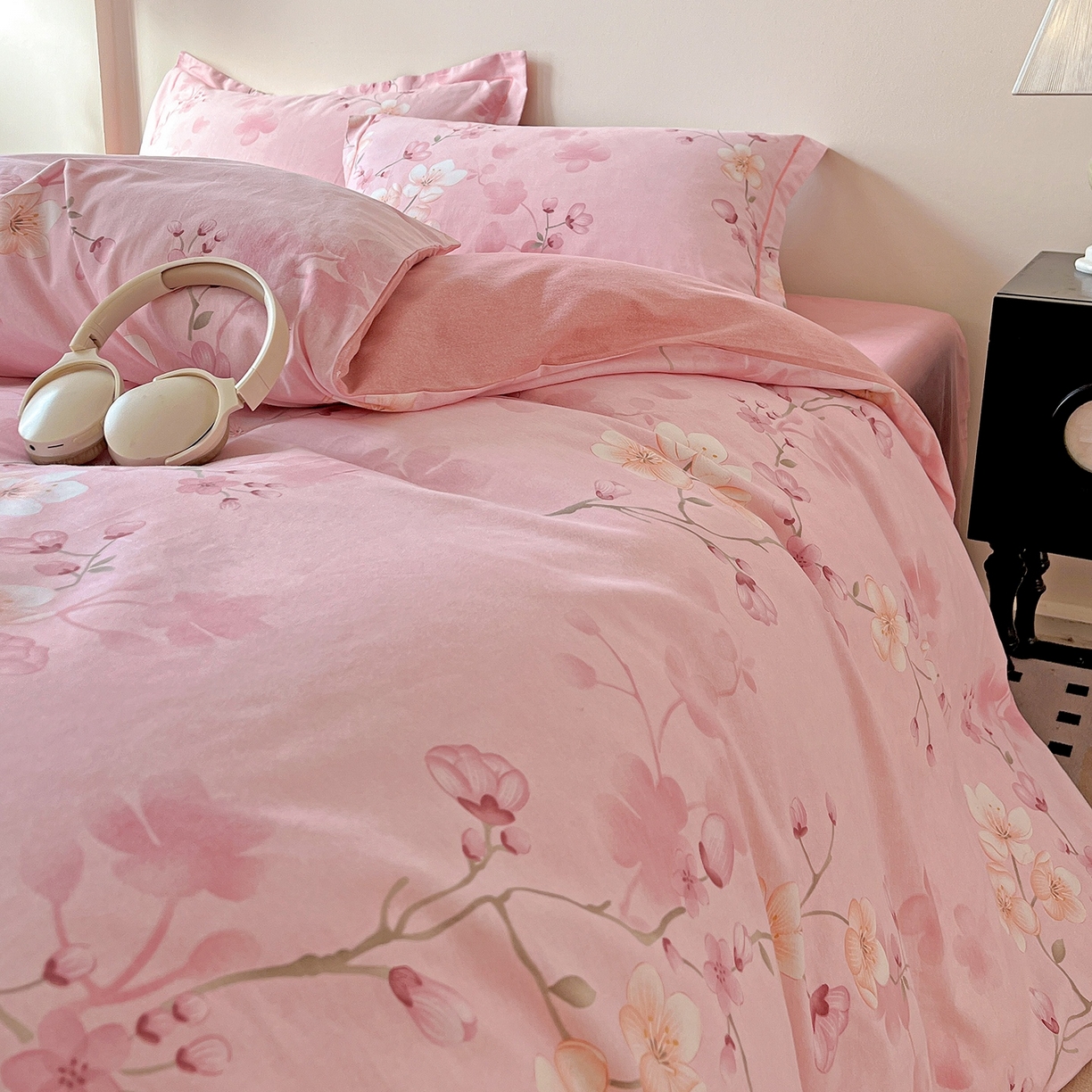 91家纺网 家纺一手货源 找家纺 亿梵家居 2026新款全棉纯棉磨毛四件套 云雨轩-粉