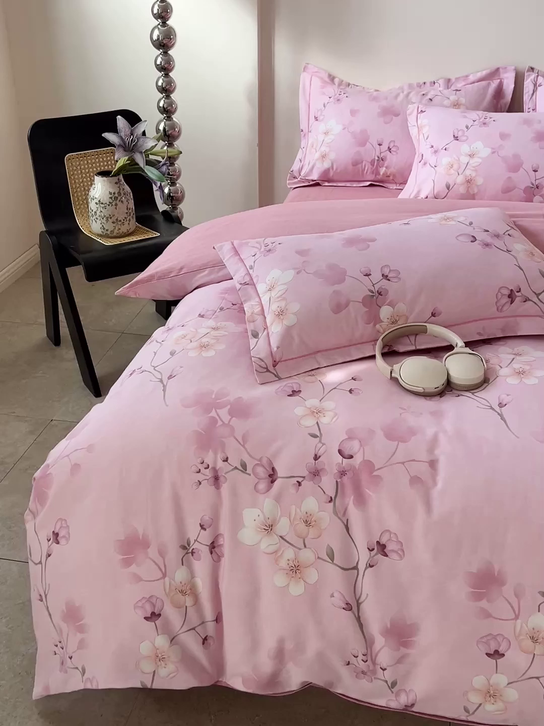 91家纺网 家纺一手货源 找家纺 亿梵家居 2026新款全棉纯棉磨毛四件套 云雨轩-粉