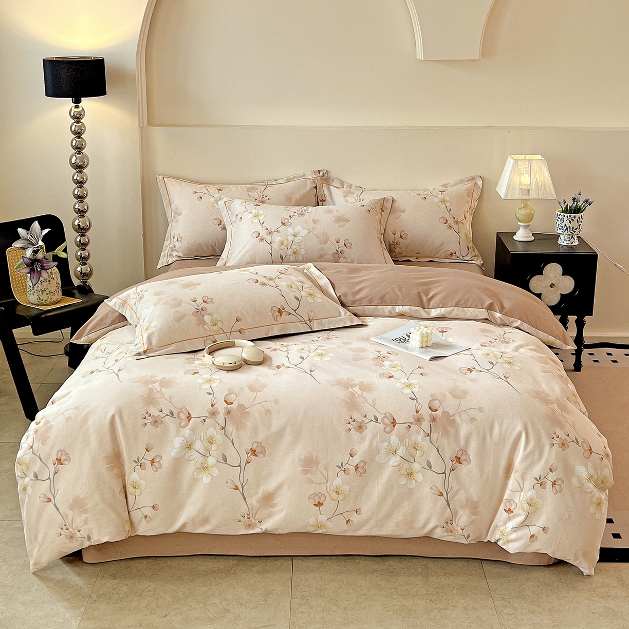 91家纺网 家纺一手货源 找家纺 亿梵家居 2026新款全棉纯棉磨毛四件套 云雨轩-咖