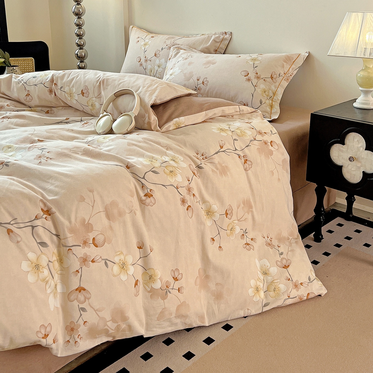 91家纺网 家纺一手货源 找家纺 亿梵家居 2026新款全棉纯棉磨毛四件套 云雨轩-咖