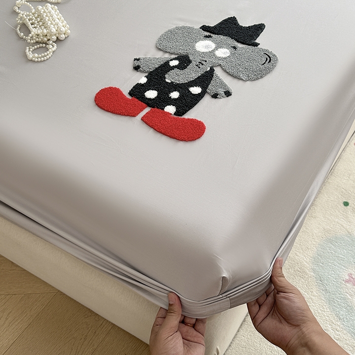 91家纺网 家纺一手货源 找家纺 卡诗兰 2025新款100支全棉磨毛毛巾绣床笠三件套 小象先生