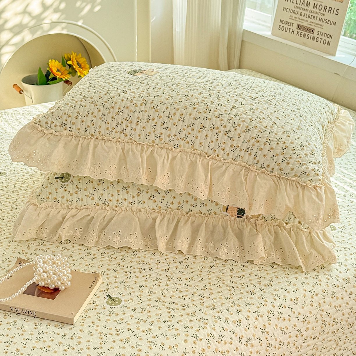 91家纺网 家纺一手货源 找家纺 亨通家纺 2026新款古法水洗棉花边夹棉床盖单床盖床盖单件 春天里