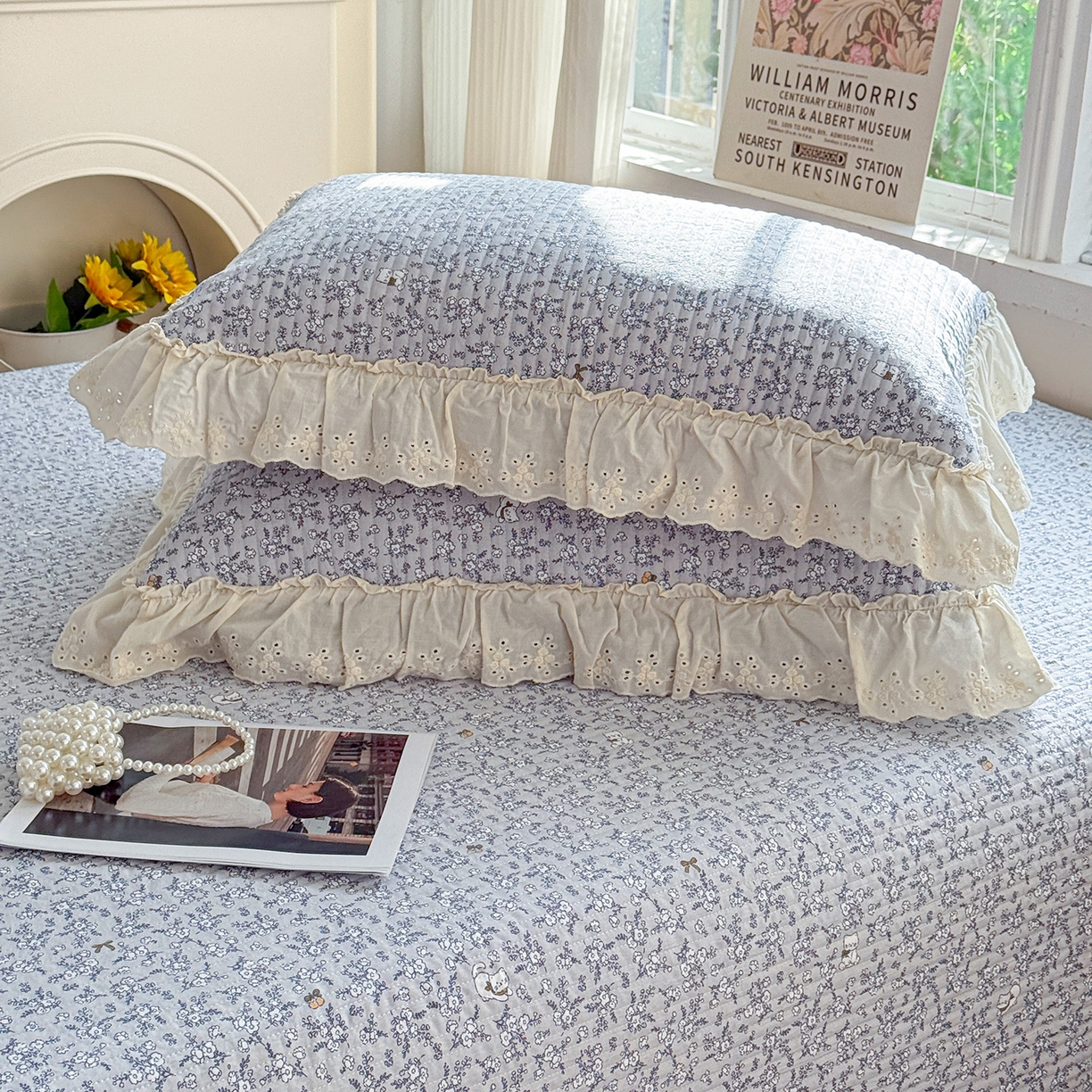 91家纺网 家纺一手货源 找家纺 亨通家纺 2026新款古法水洗棉花边夹棉床盖单床盖床盖单件 含香