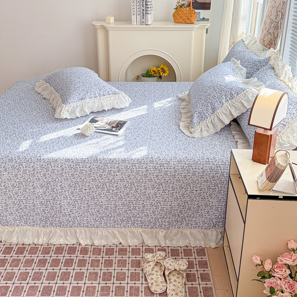 91家纺网 家纺一手货源 找家纺 亨通家纺 2026新款古法水洗棉花边夹棉床盖单床盖床盖单件 含香