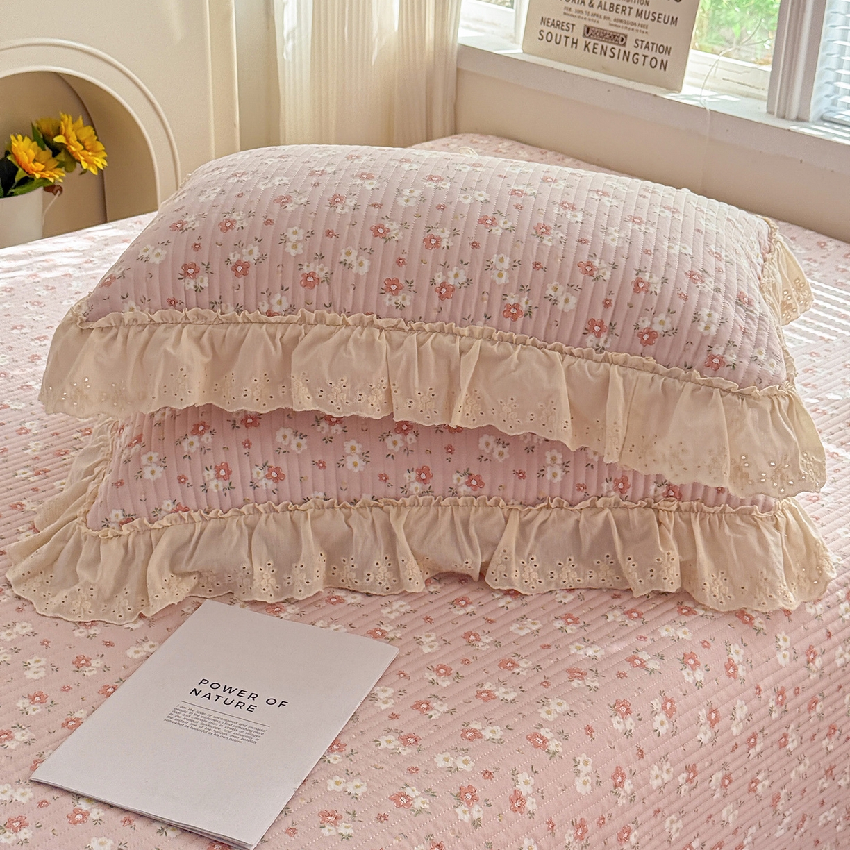 91家纺网 家纺一手货源 找家纺 亨通家纺 2026新款古法水洗棉花边夹棉床盖单床盖床盖单件 和风细雨