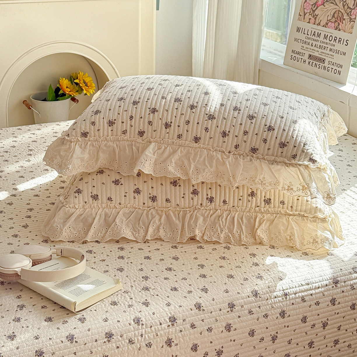 91家纺网 家纺一手货源 找家纺 亨通家纺 2026新款古法水洗棉花边夹棉床盖单床盖床盖单件 珍妮