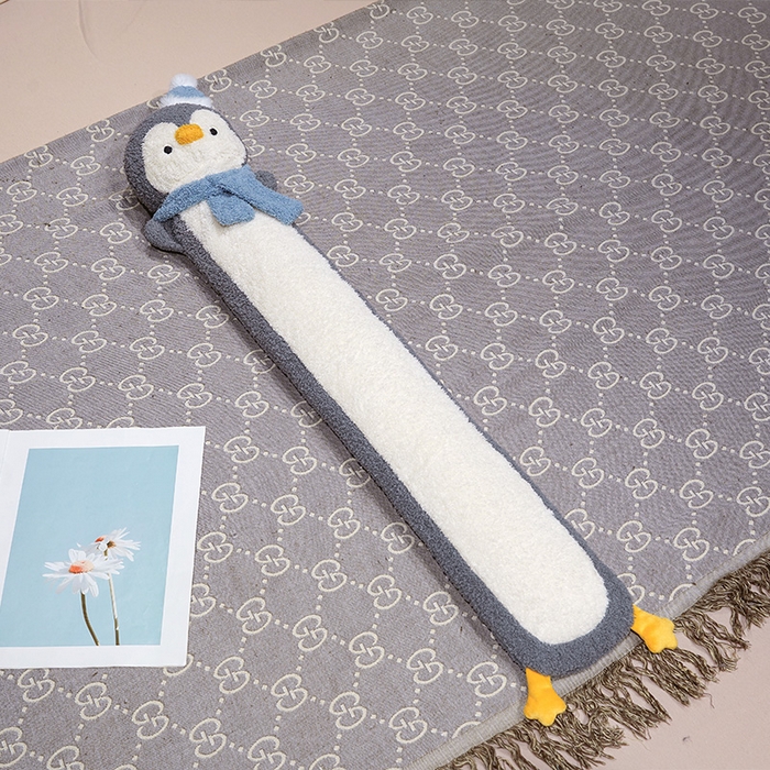 仟亿莱 2025新款108企鹅云朵绒注水长条热水袋抱枕 灰色企鹅