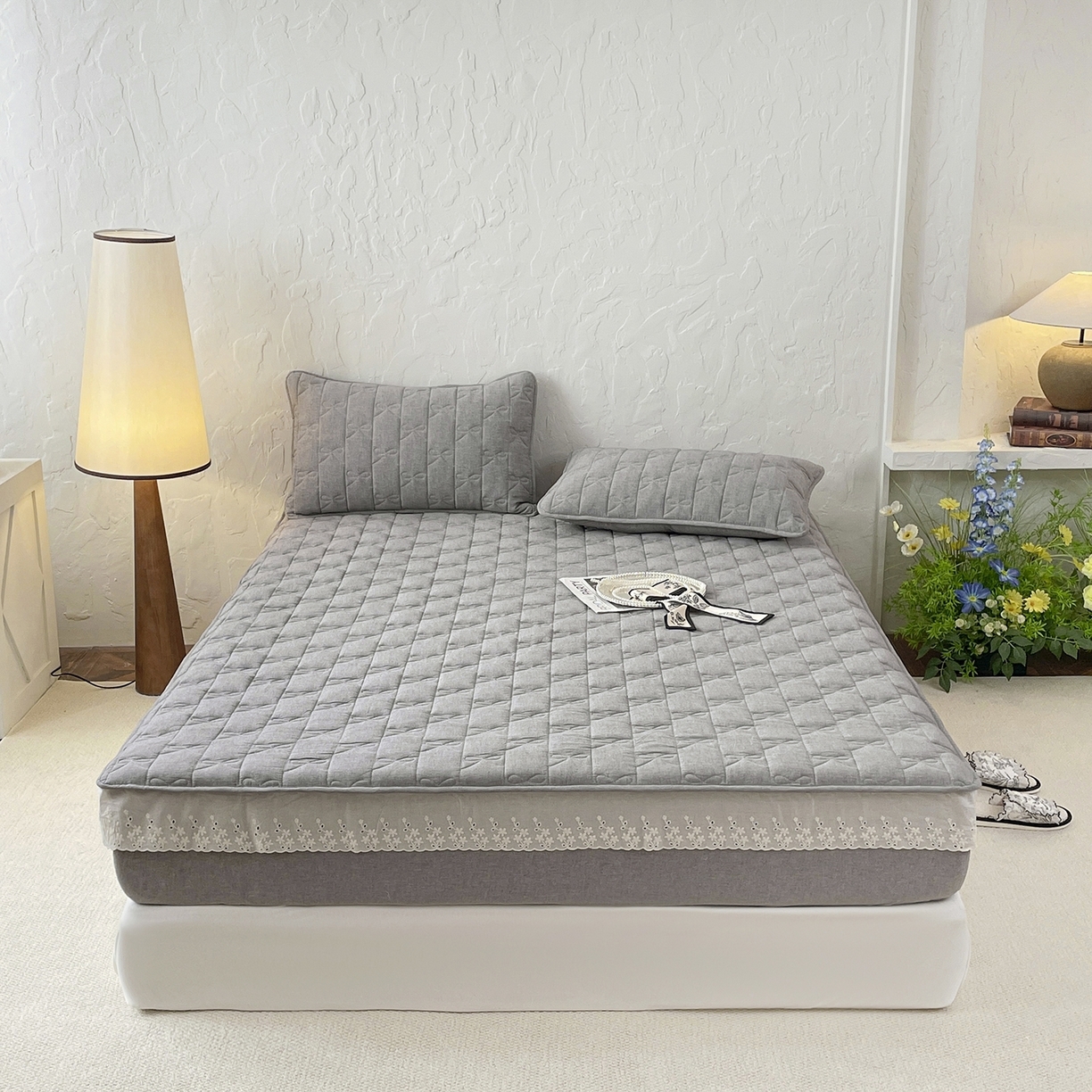 91家纺网 家纺一手货源 找家纺 （总）豪选家纺 2025新款纯棉花边夹棉棉花床笠