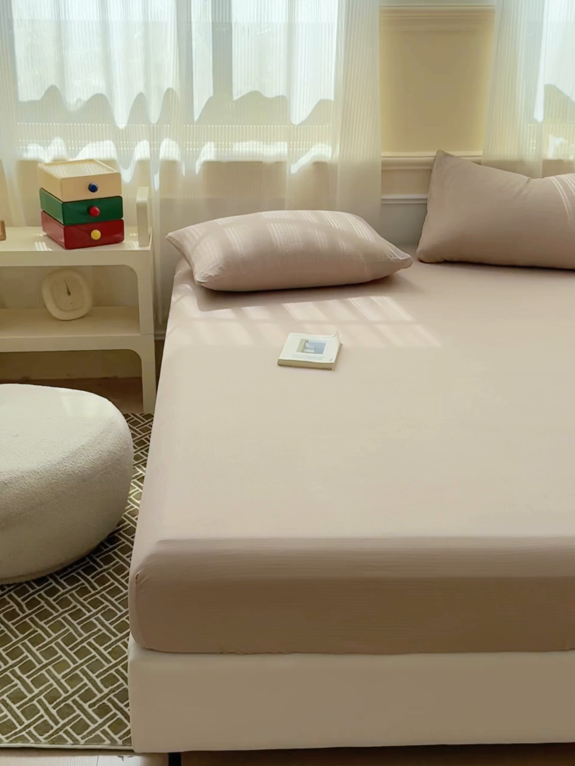 91家纺网 家纺一手货源 找家纺 富阿娜家纺 2025新款120克超柔云朵棉双层纱床笠三件套 云朵卡其